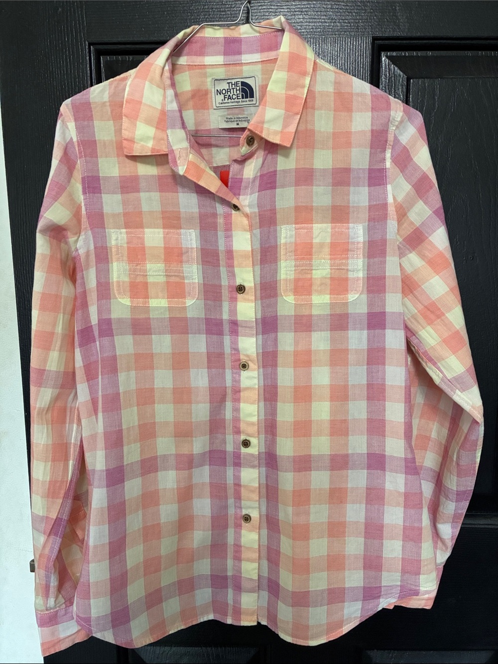 The North Face Women’s Pink & Cream Plaid Button-Down Shirt
